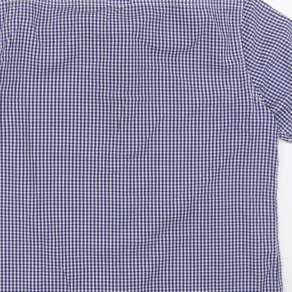 Mish Mash Mens Blue Check Cotton  Button-Up Size L Collared Button