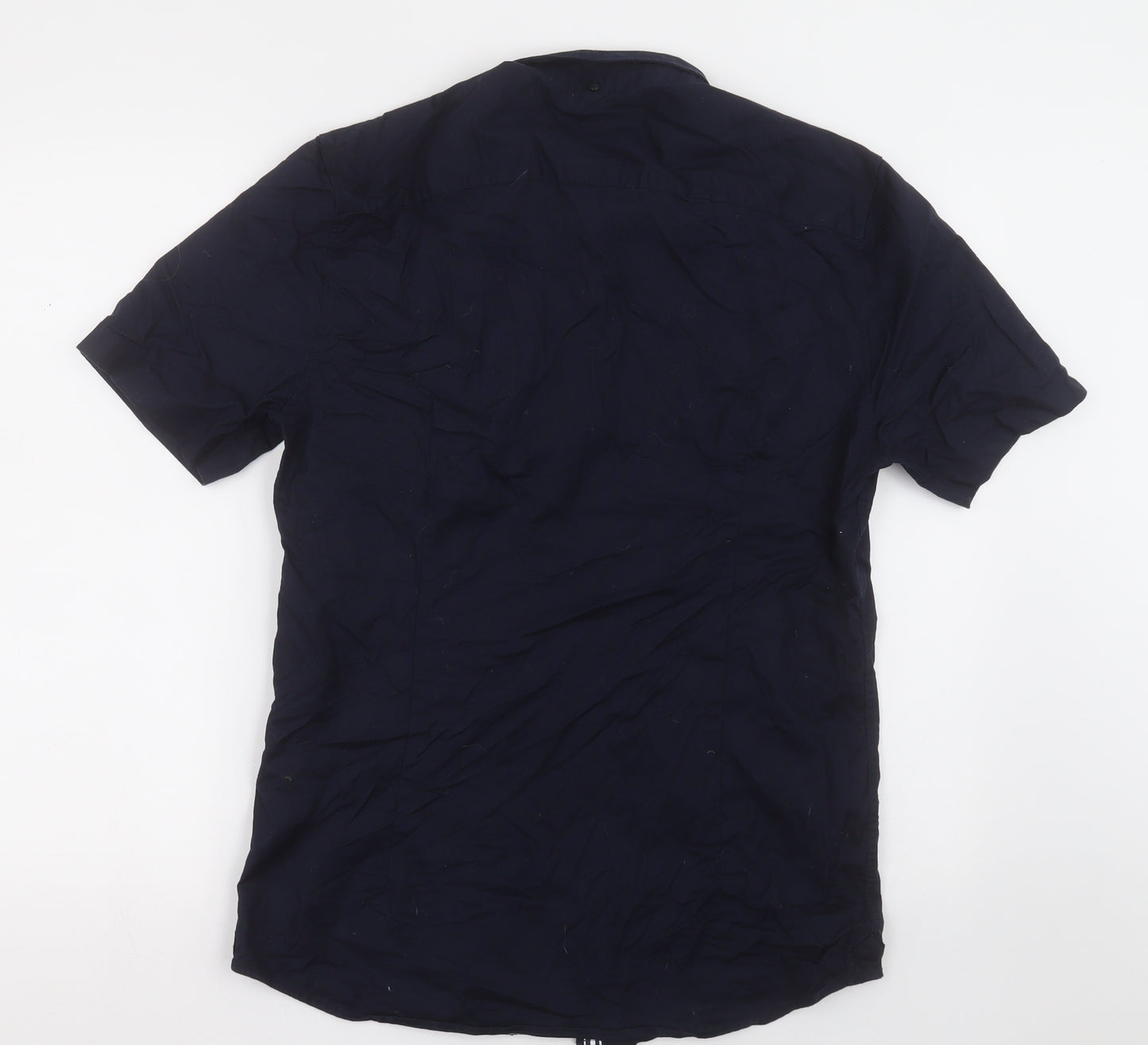 River Island Mens Blue  Cotton  Button-Up Size M Collared Button