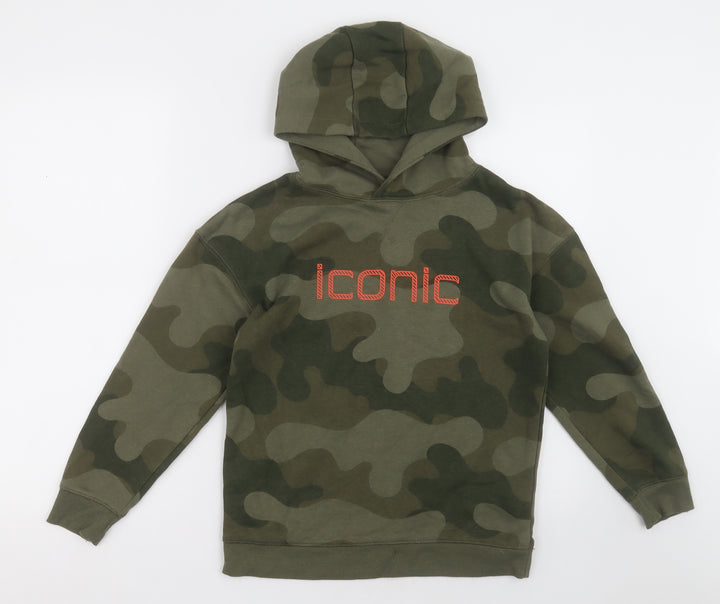 Primark Boys Green Camouflage Cotton Pullover Hoodie Size 10-11 Years Pullover - Iconic