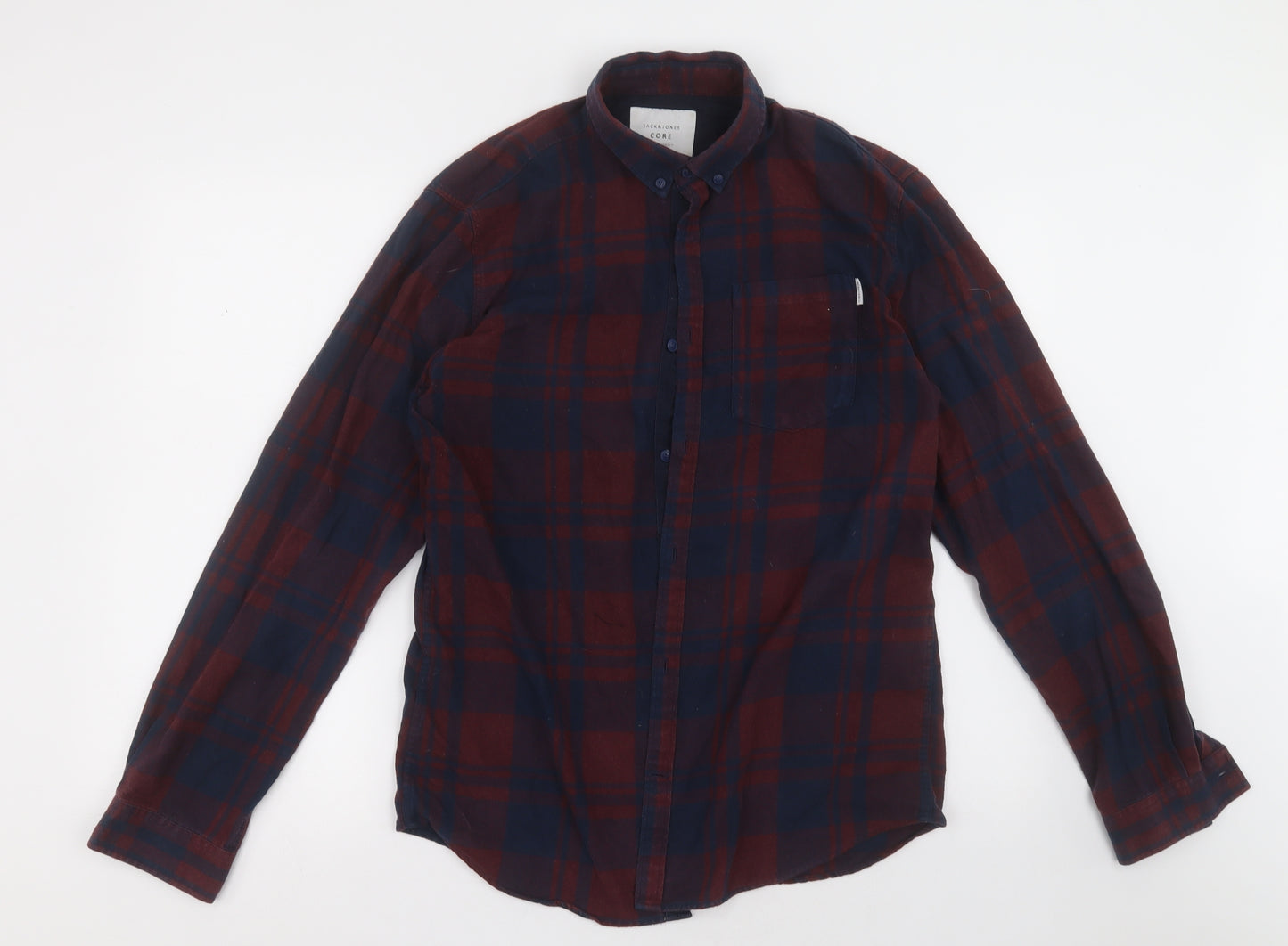 JACK & JONES Mens Red Check Cotton  Button-Up Size M Collared Button