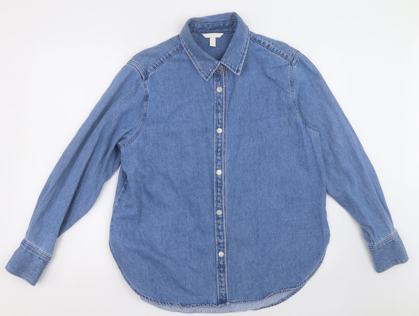 H&M Mens Blue  Cotton  Button-Up Size M Collared Button