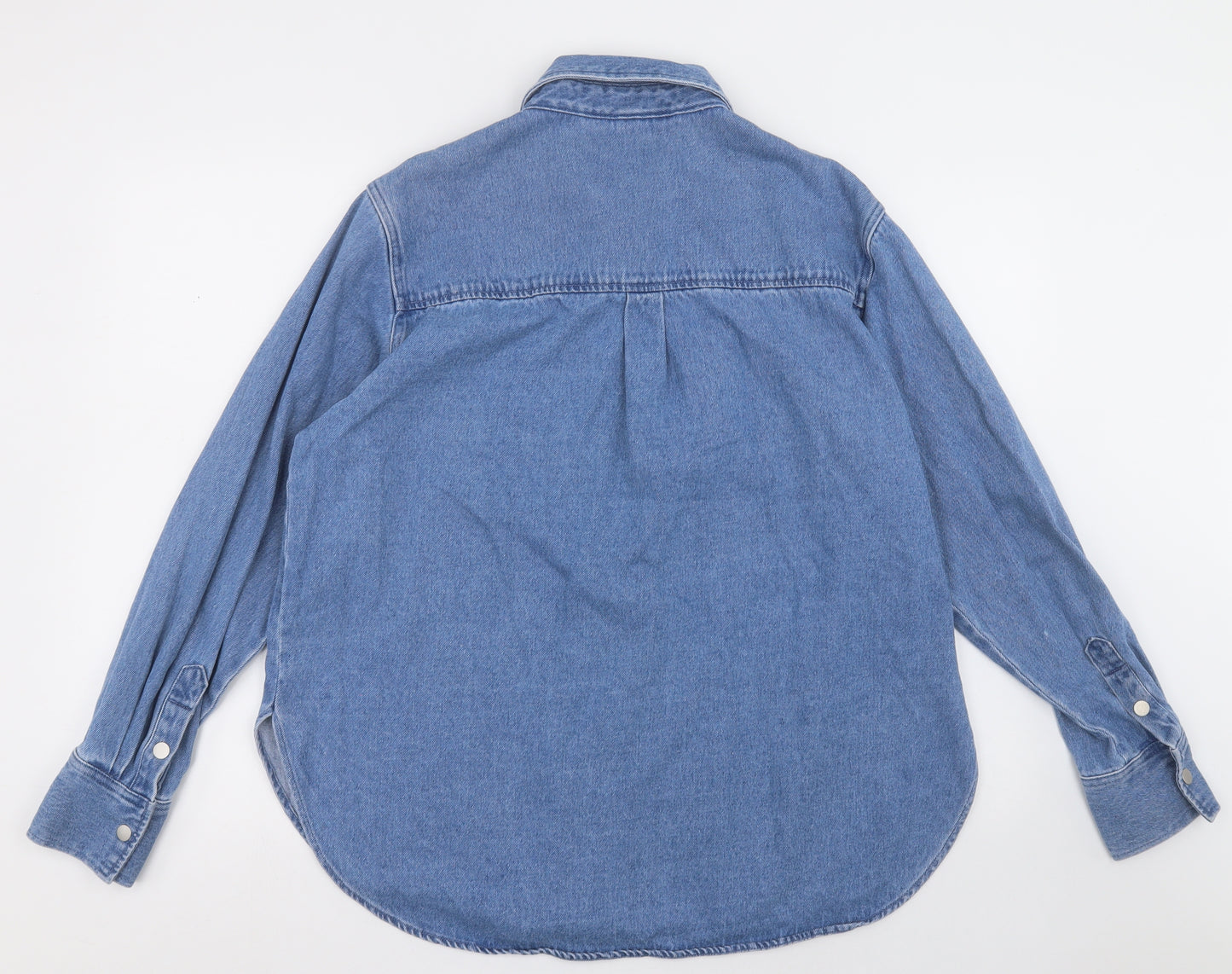 H&M Mens Blue  Cotton  Button-Up Size M Collared Button