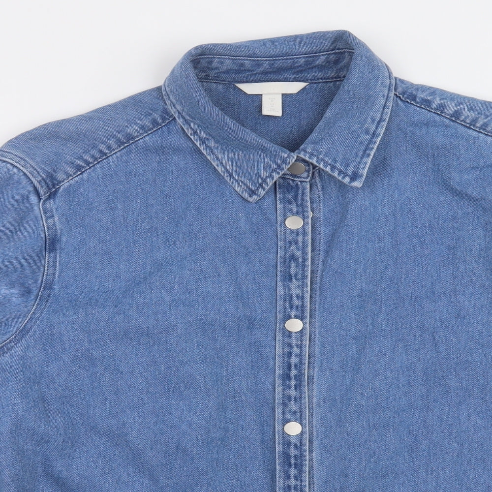 H&M Mens Blue  Cotton  Button-Up Size M Collared Button