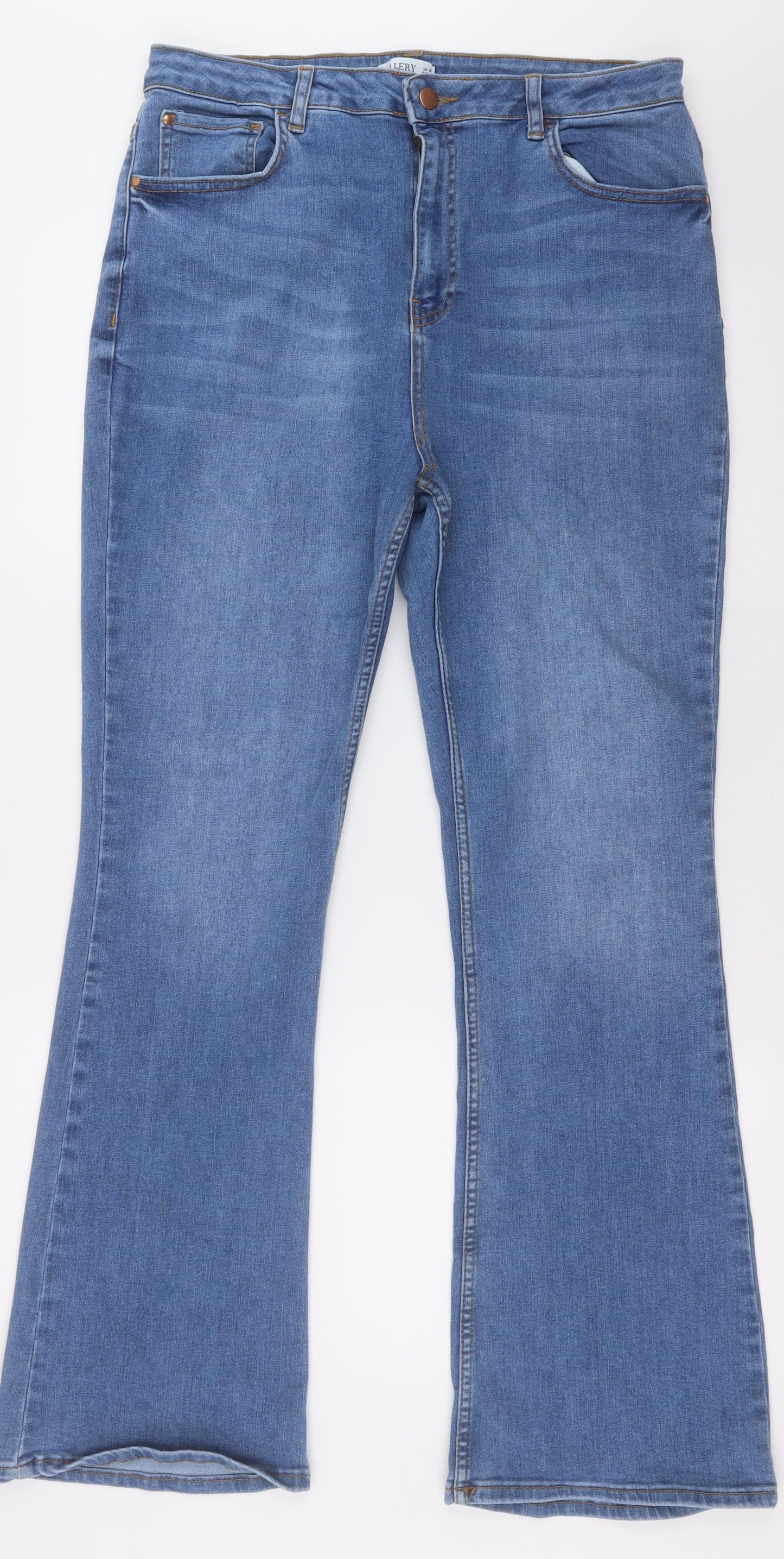 Gallery  Womens Blue  Cotton Flared Jeans Size 16 L33 in Regular Button