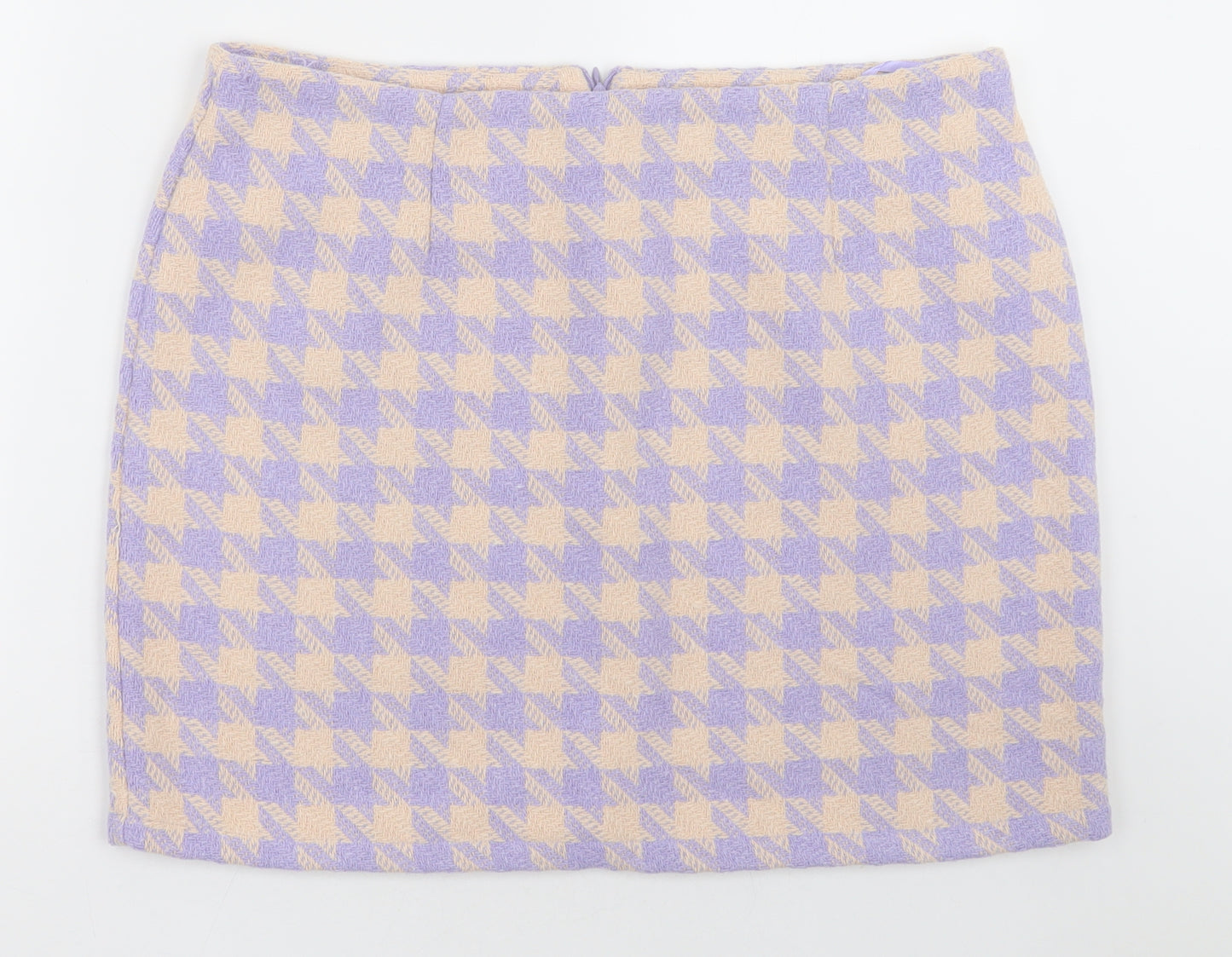 Primark Womens Purple Geometric Polyester A-Line Skirt Size 18   Zip