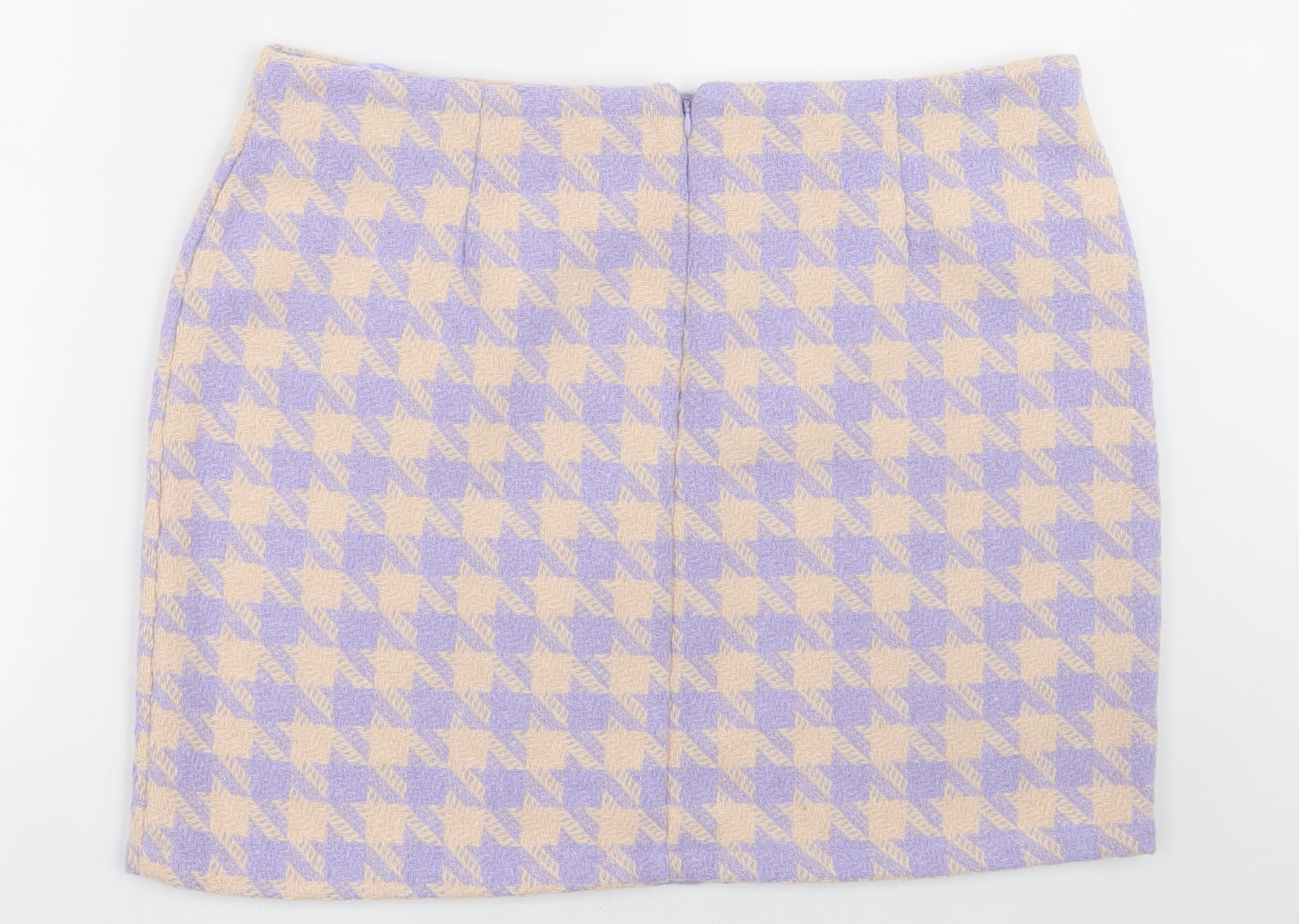 Primark Womens Purple Geometric Polyester A-Line Skirt Size 18   Zip