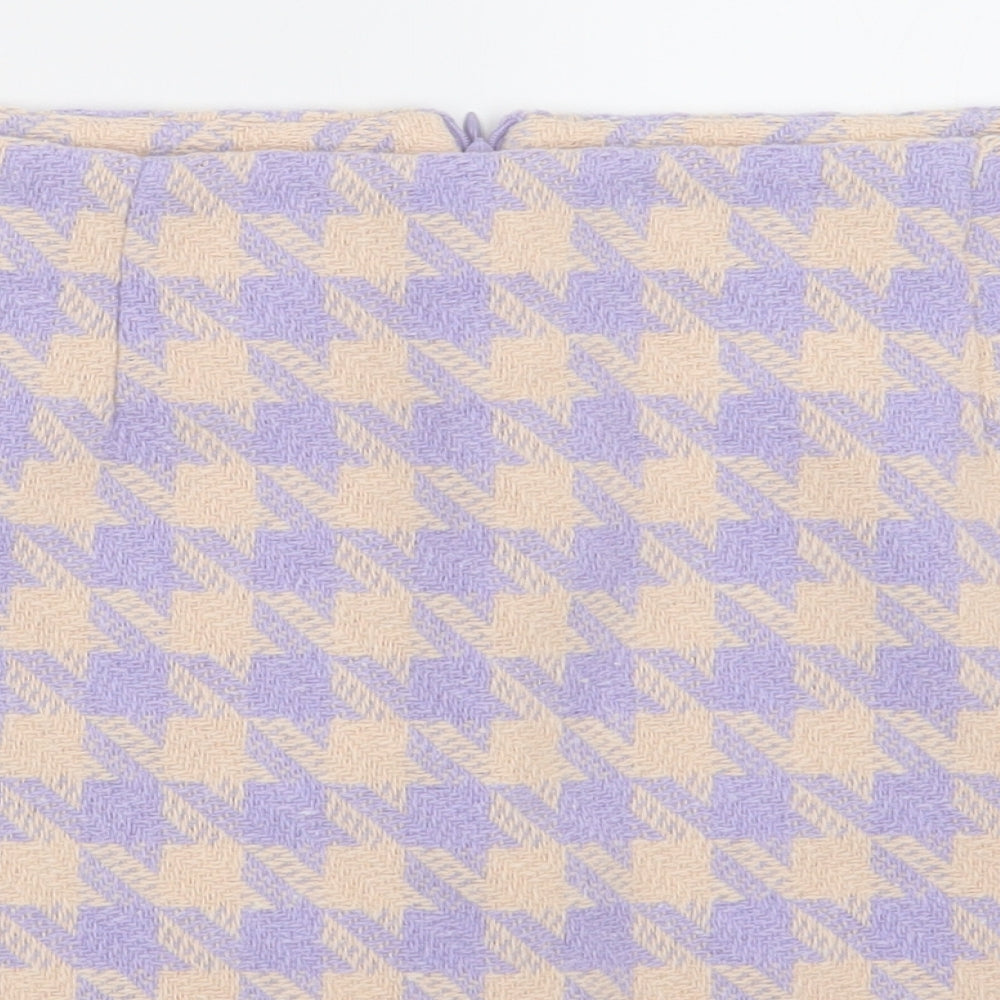 Primark Womens Purple Geometric Polyester A-Line Skirt Size 18   Zip