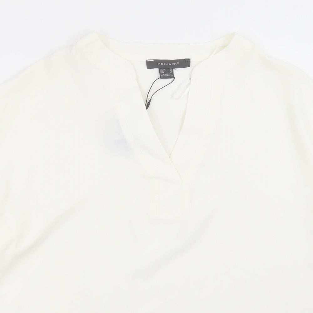 Primark Womens White  Polyester Basic Blouse Size 12 V-Neck