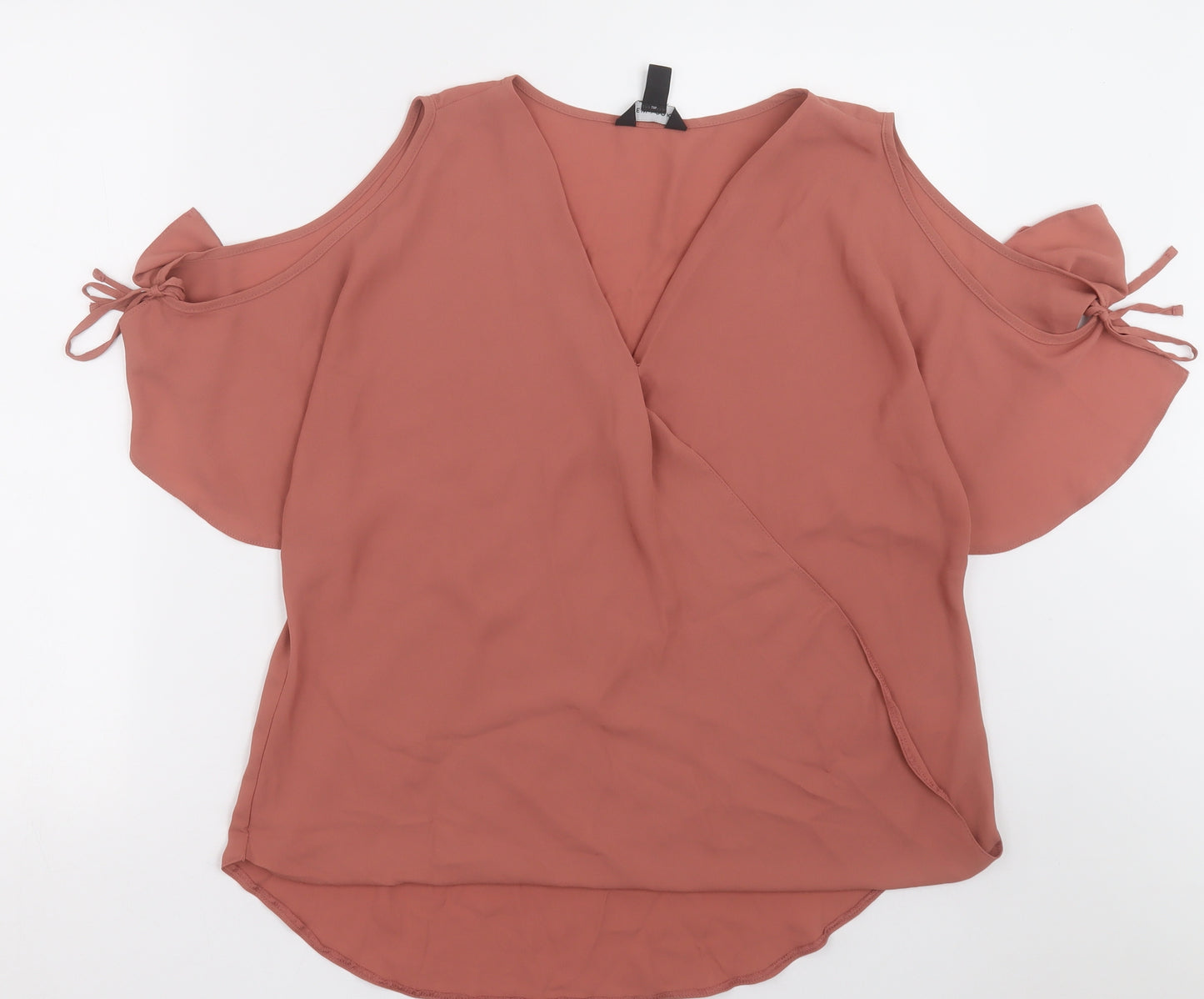 New Look Womens Pink  Polyester Basic Blouse Size 12 V-Neck