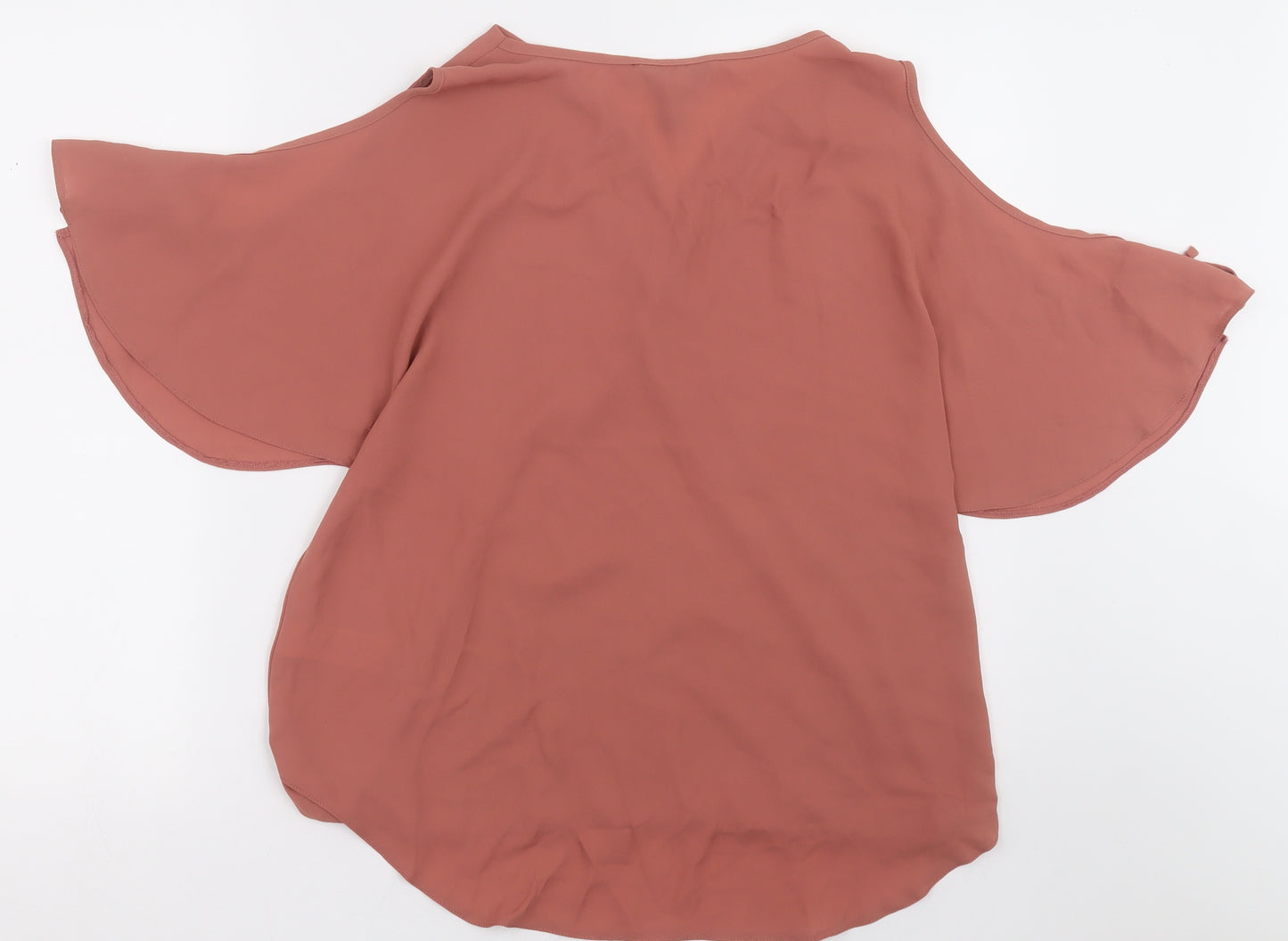 New Look Womens Pink  Polyester Basic Blouse Size 12 V-Neck