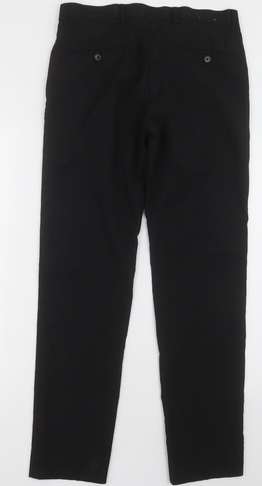 NEXT Mens Black  Polyester Trousers  Size 30 L31 in Regular Button