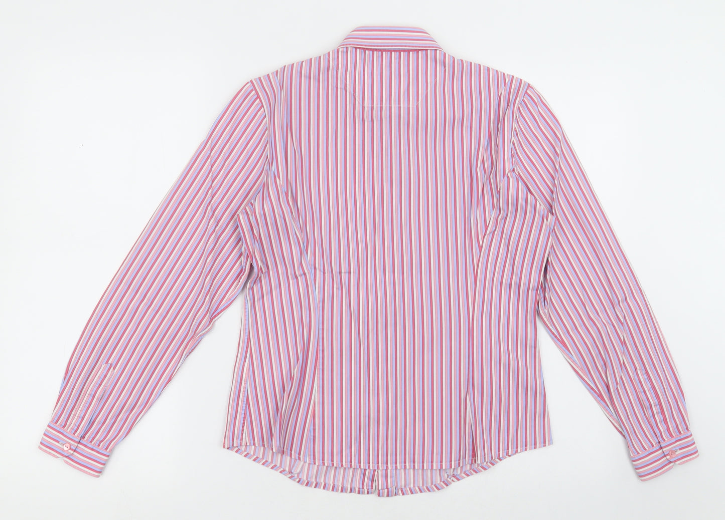 TM Lewin   Womens Pink Striped Cotton Basic Button-Up Size 10 Collared