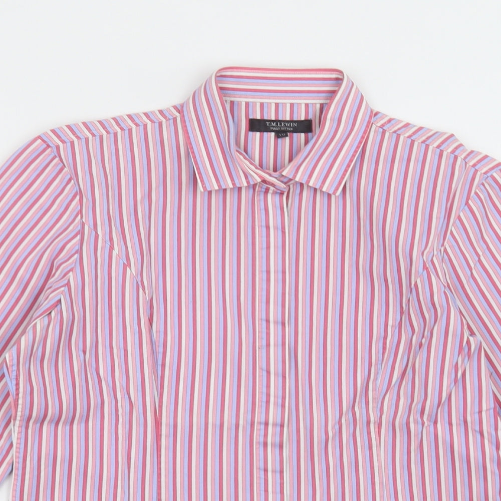 TM Lewin   Womens Pink Striped Cotton Basic Button-Up Size 10 Collared