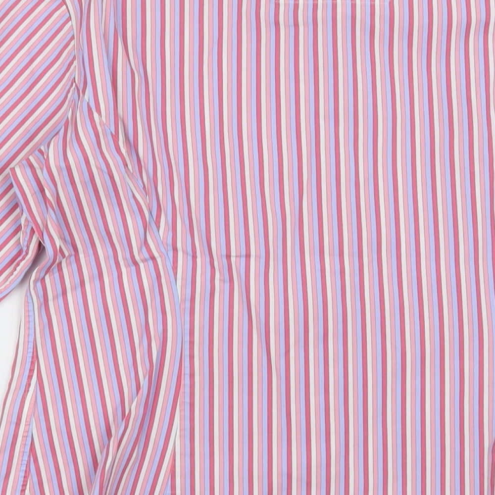 TM Lewin   Womens Pink Striped Cotton Basic Button-Up Size 10 Collared