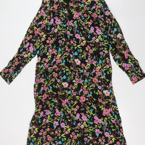 ICHI Womens Multicoloured Floral Viscose A-Line  Size 12  Crew Neck Button