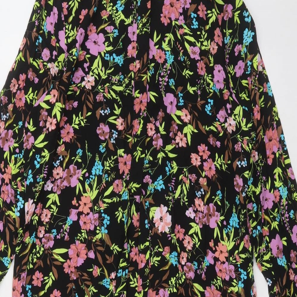 ICHI Womens Multicoloured Floral Viscose A-Line  Size 12  Crew Neck Button