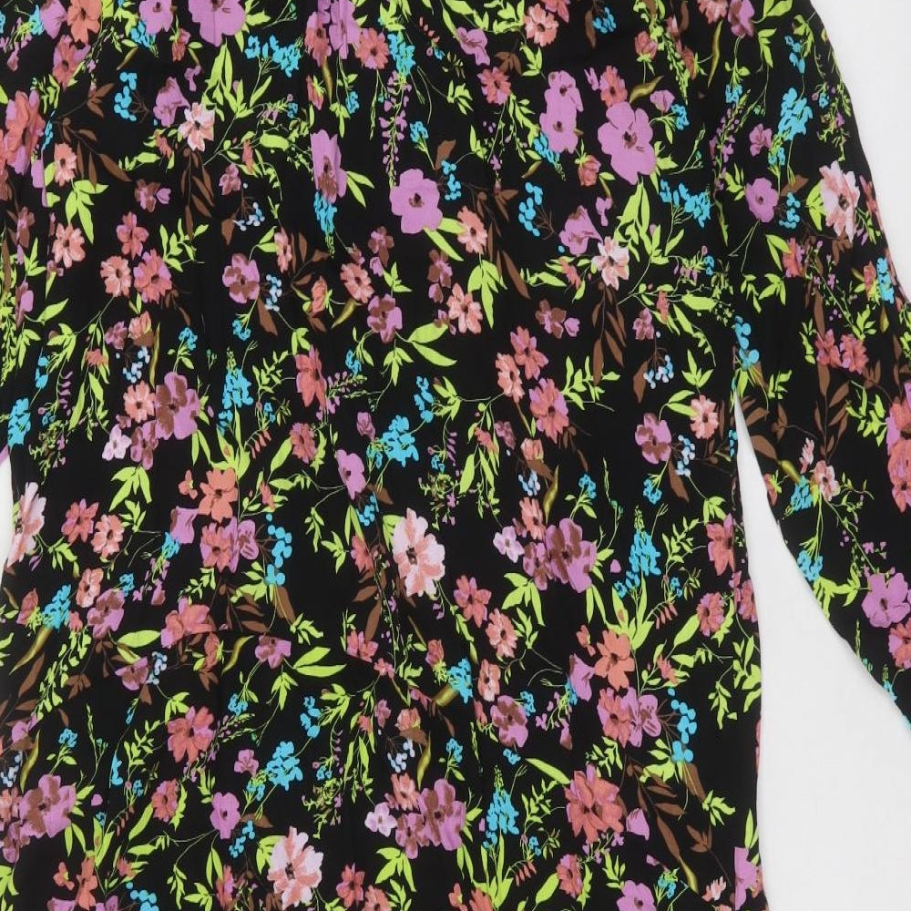 ICHI Womens Multicoloured Floral Viscose A-Line  Size 12  Crew Neck Button