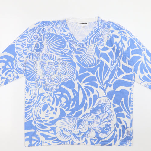 Gerard Womens Blue Geometric Viscose Pullover Sweatshirt Size 18  Pullover