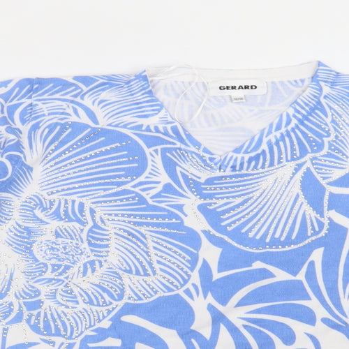 Gerard Womens Blue Geometric Viscose Pullover Sweatshirt Size 18  Pullover