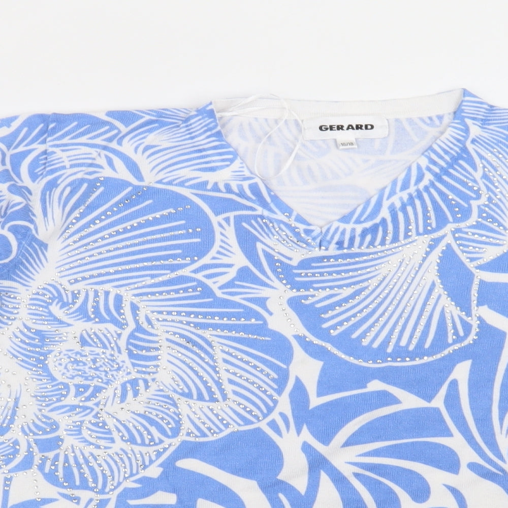 Gerard Womens Blue Geometric Viscose Pullover Sweatshirt Size 18  Pullover