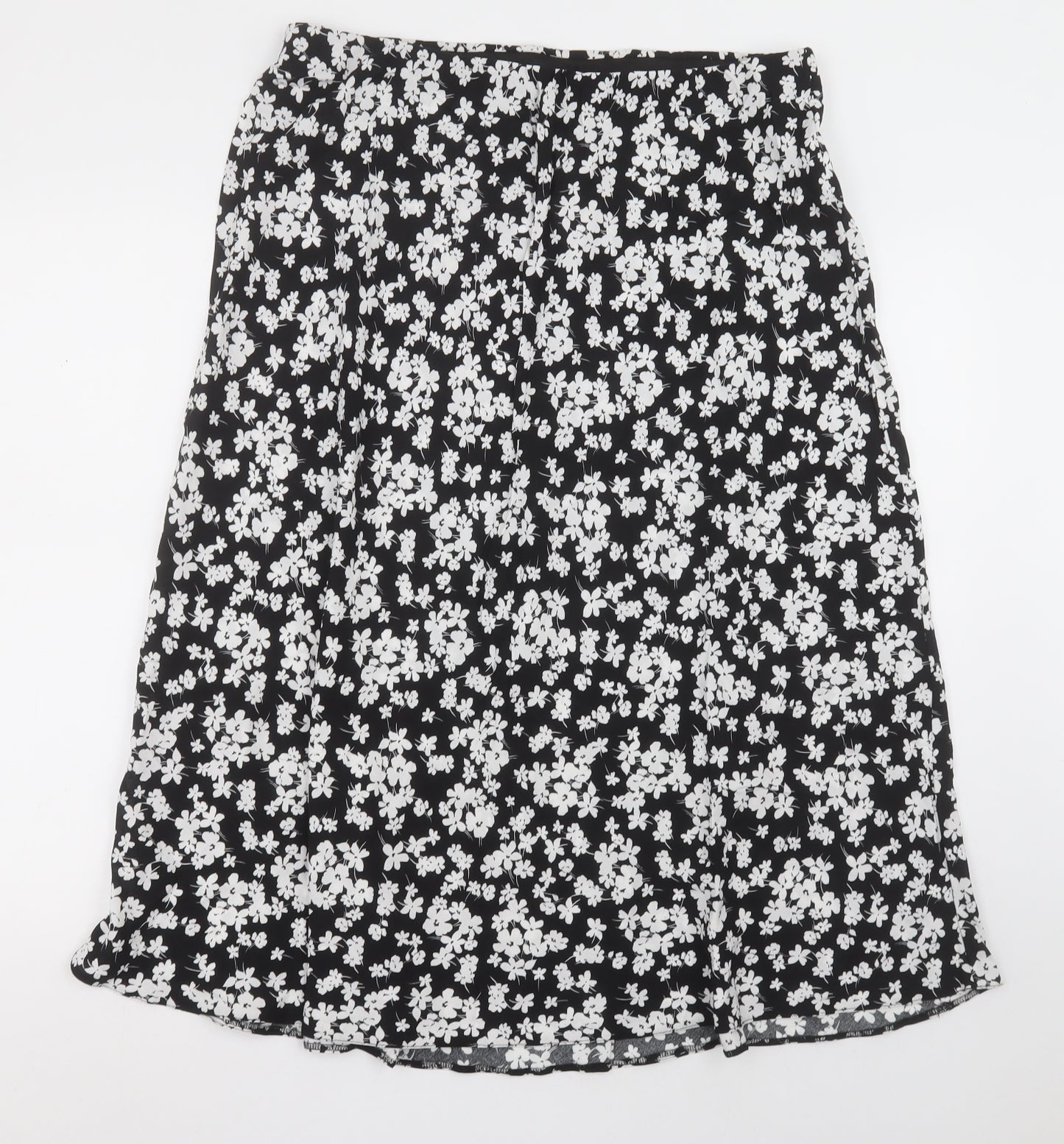 New Look Womens Black Floral Viscose A-Line Skirt Size 16