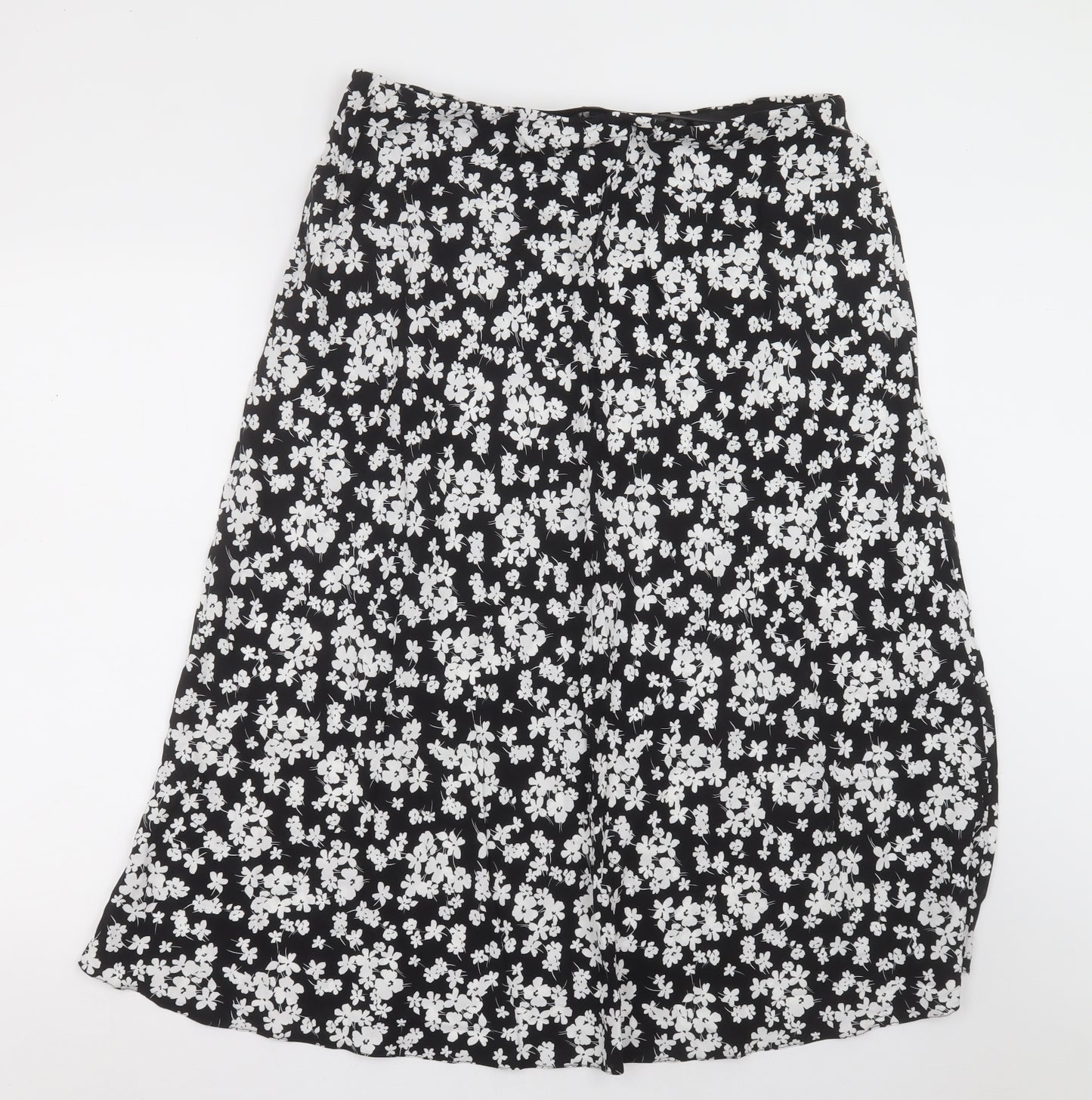 New Look Womens Black Floral Viscose A-Line Skirt Size 16