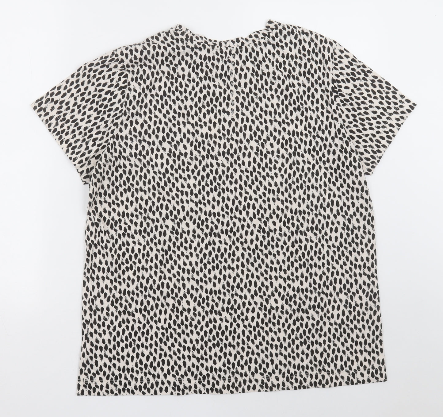 NEXT Womens Beige Animal Print Cotton Basic T-Shirt Size 16 Crew Neck
