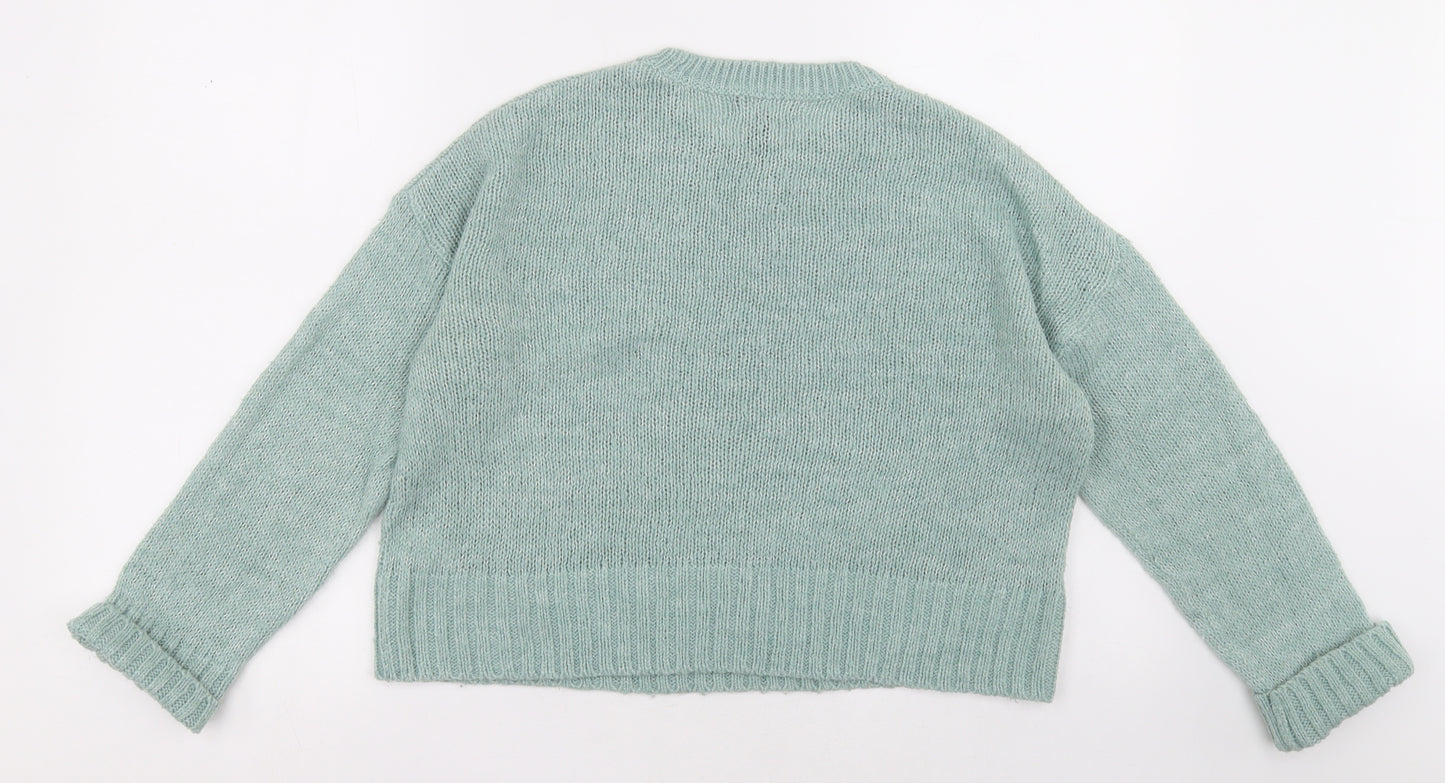 New Look Womens Green Crew Neck  Acrylic Pullover Jumper Size S