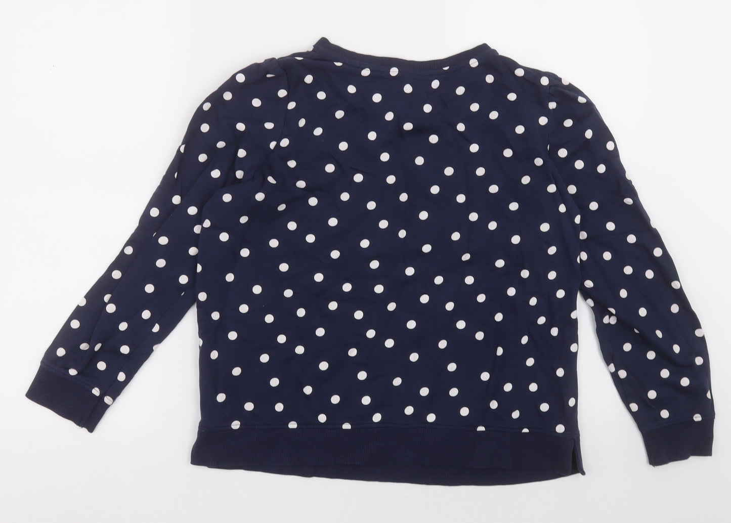 Sainsburys  Womens Blue Crew Neck Polka Dot Cotton Pullover Jumper Size 10