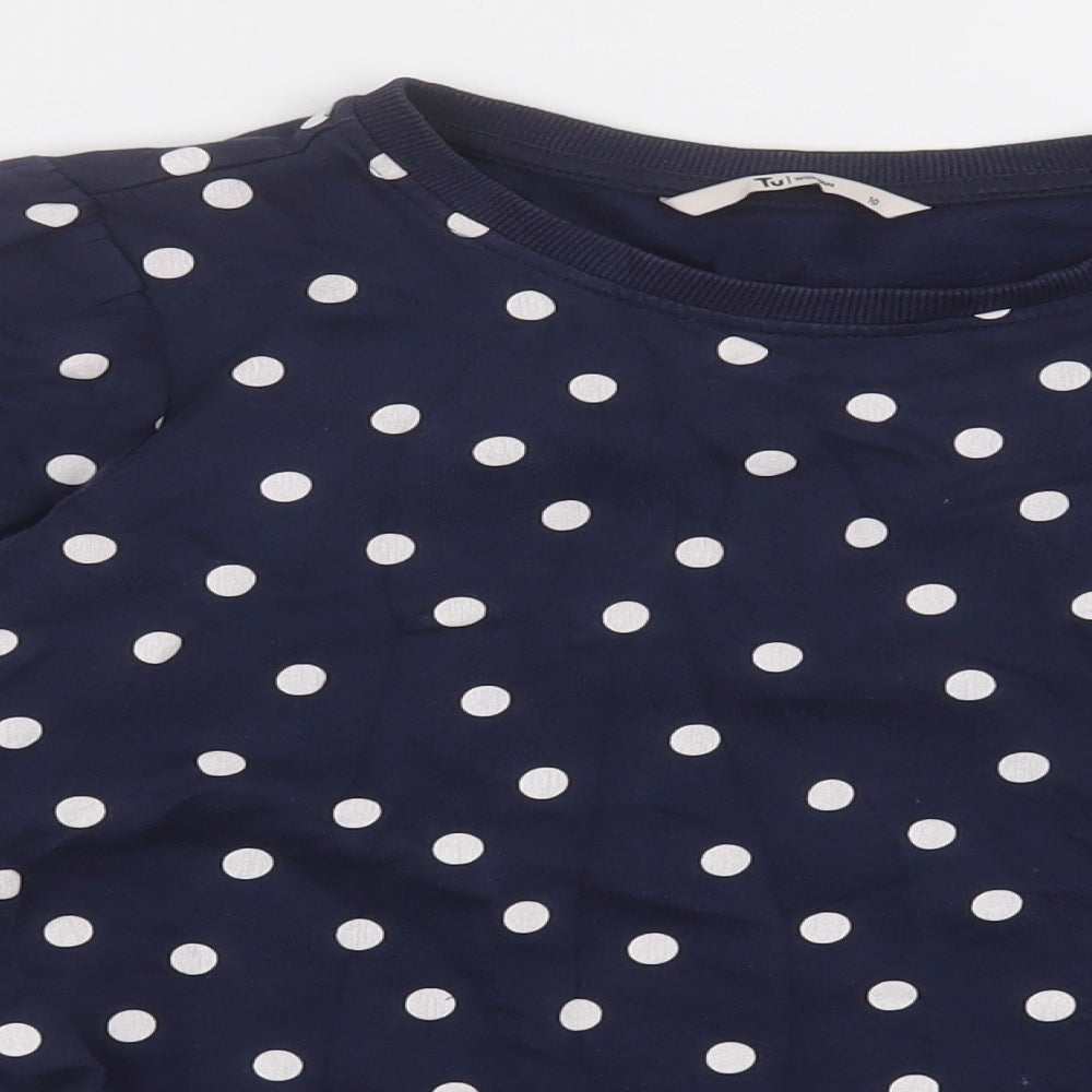 Sainsburys  Womens Blue Crew Neck Polka Dot Cotton Pullover Jumper Size 10