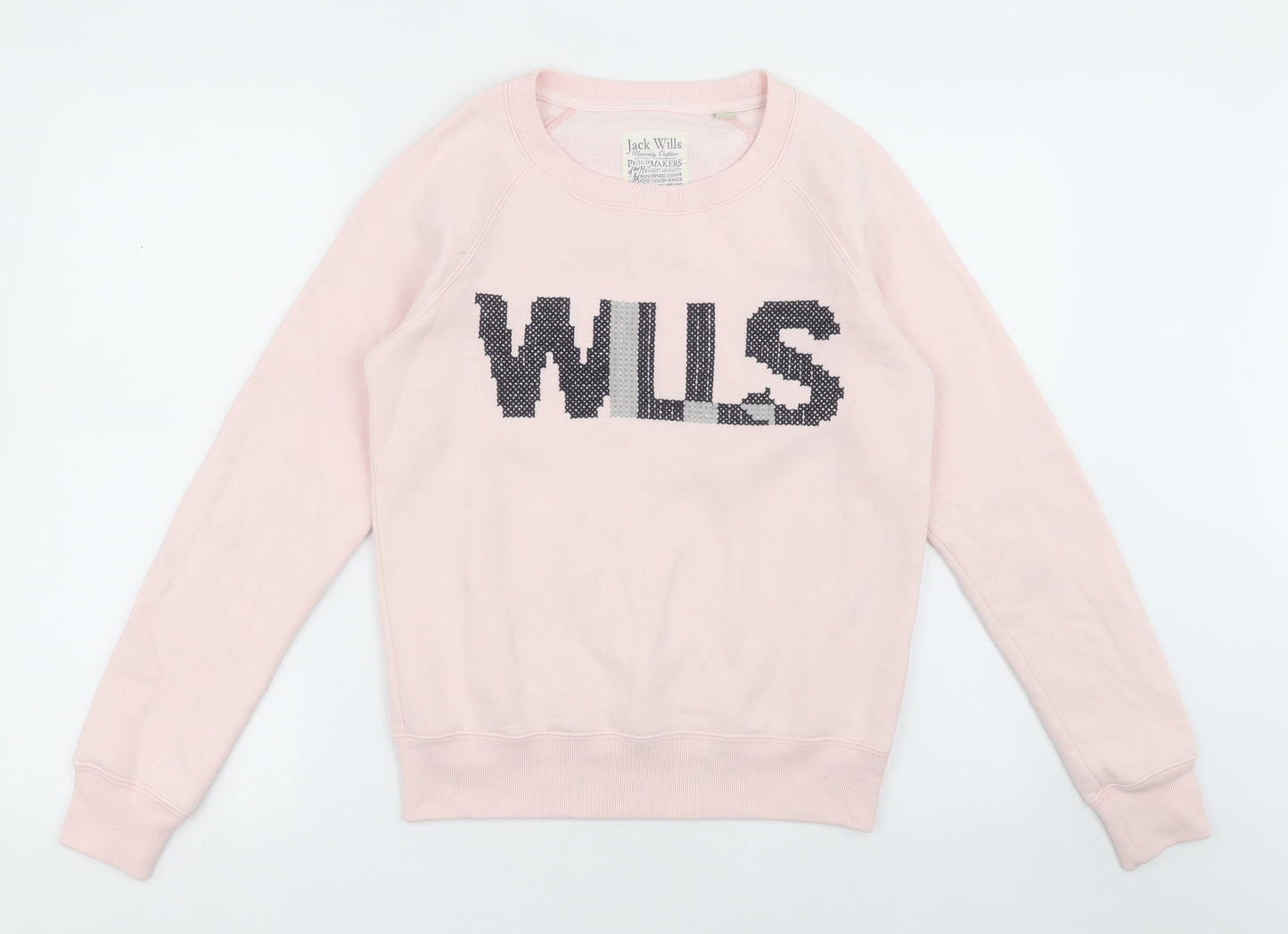 Jack Wills Womens Pink Crew Neck  Cotton Pullover Jumper Size 8