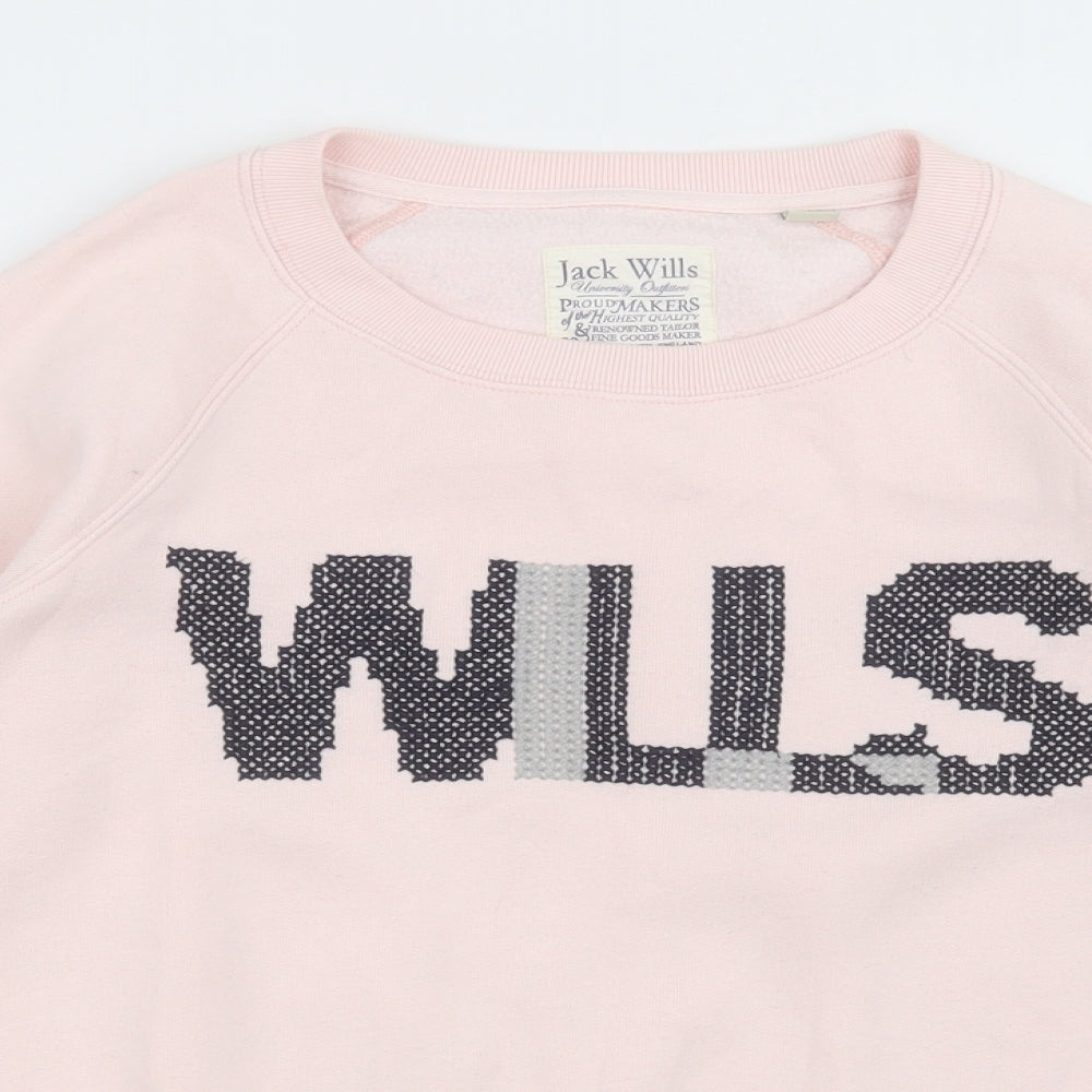 Jack Wills Womens Pink Crew Neck  Cotton Pullover Jumper Size 8