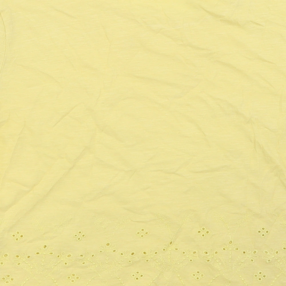 New Look Womens Yellow  Cotton Basic T-Shirt Size 10 Crew Neck