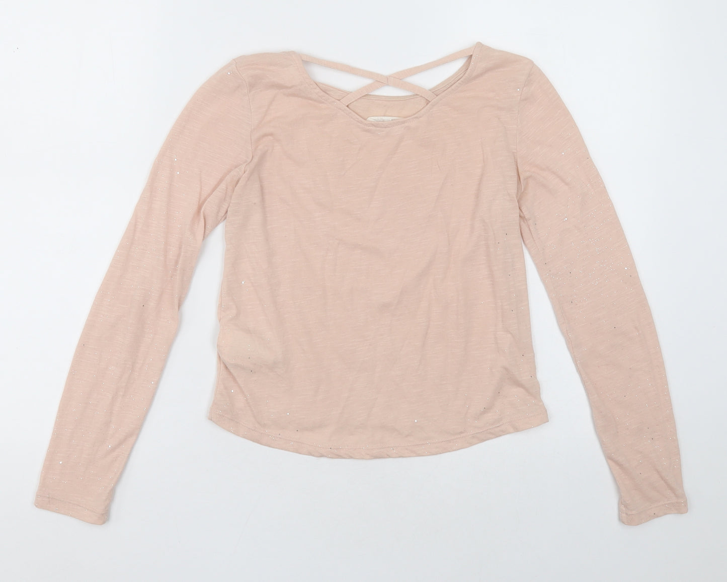 H&M Girls Pink  Polyester Basic Casual Size 10-11 Years Crew Neck Pullover - sparkly