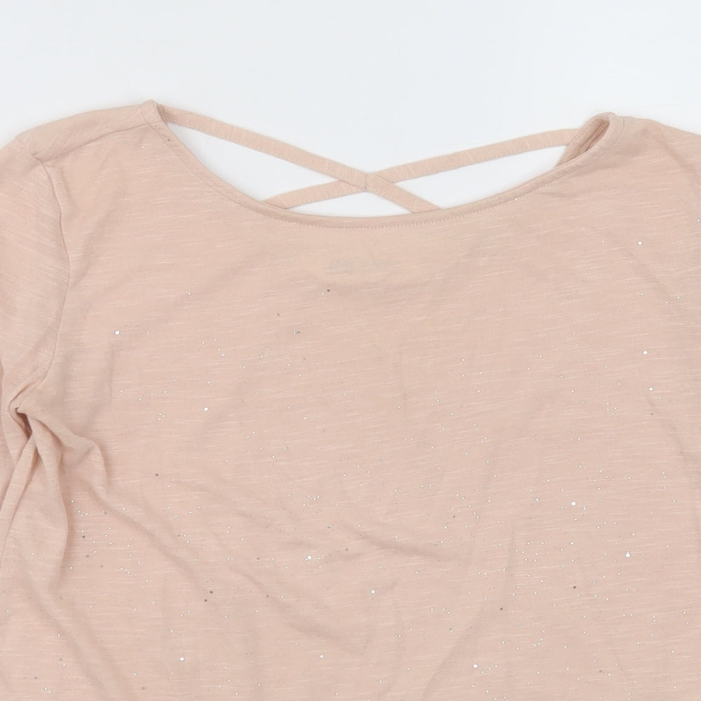 H&M Girls Pink  Polyester Basic Casual Size 10-11 Years Crew Neck Pullover - sparkly