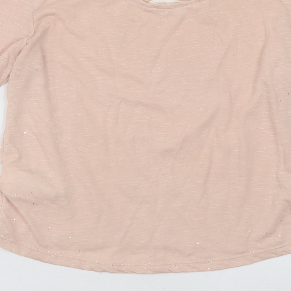 H&M Girls Pink  Polyester Basic Casual Size 10-11 Years Crew Neck Pullover - sparkly