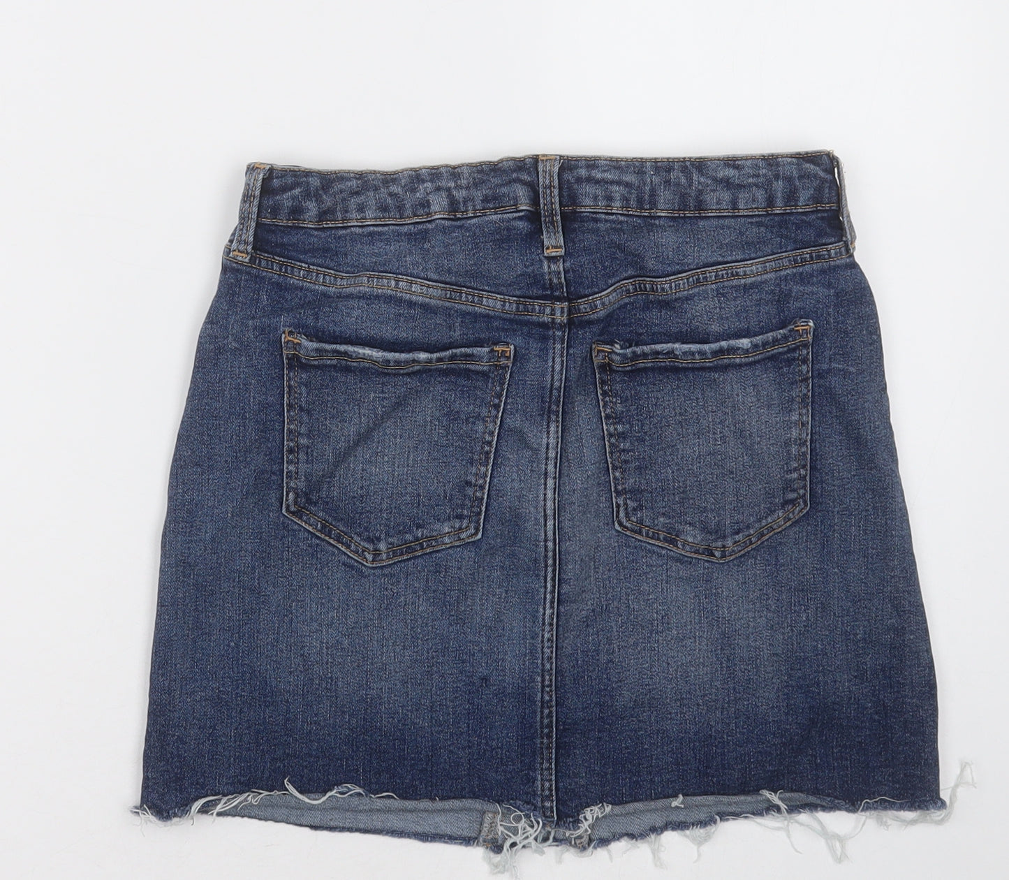 H&M Girls Blue  Cotton A-Line Skirt Size 11-12 Years  Regular Button