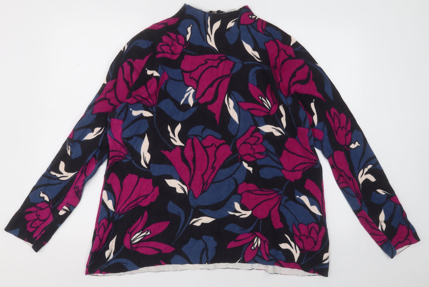 Marks and Spencer Womens Pink Floral Cotton Pullover Sweatshirt Size 20  Zip
