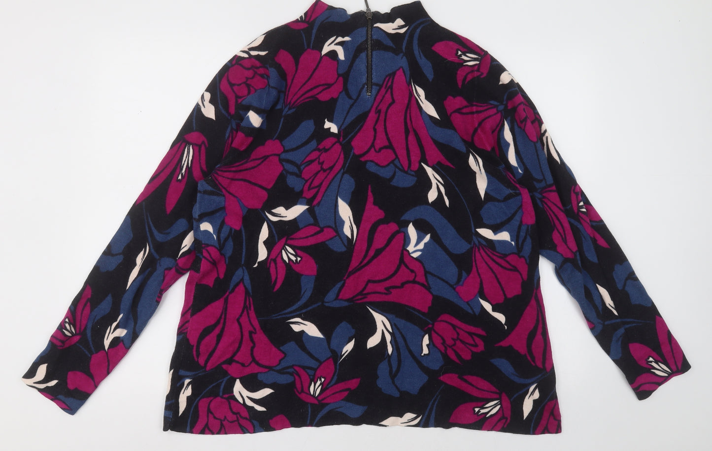 Marks and Spencer Womens Pink Floral Cotton Pullover Sweatshirt Size 20  Zip