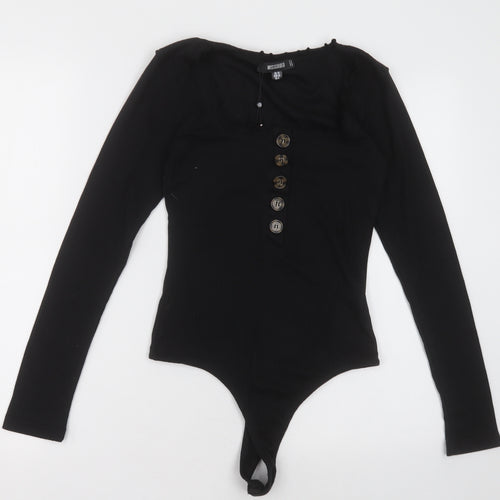 Missguided Womens Black  Polyester Bodysuit One-Piece Size 10  Buckle - Lettuce edge