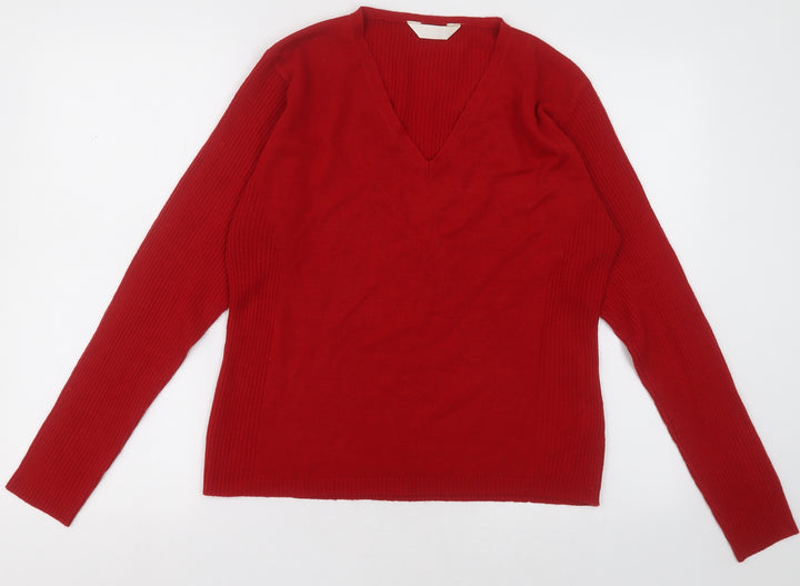 Preworn Womens Red  Acrylic Pullover Sweatshirt Size 20  Pullover