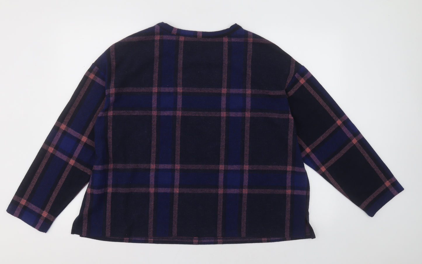 Marks and Spencer Womens Blue Check Polyester Pullover Sweatshirt Size 20  Pullover