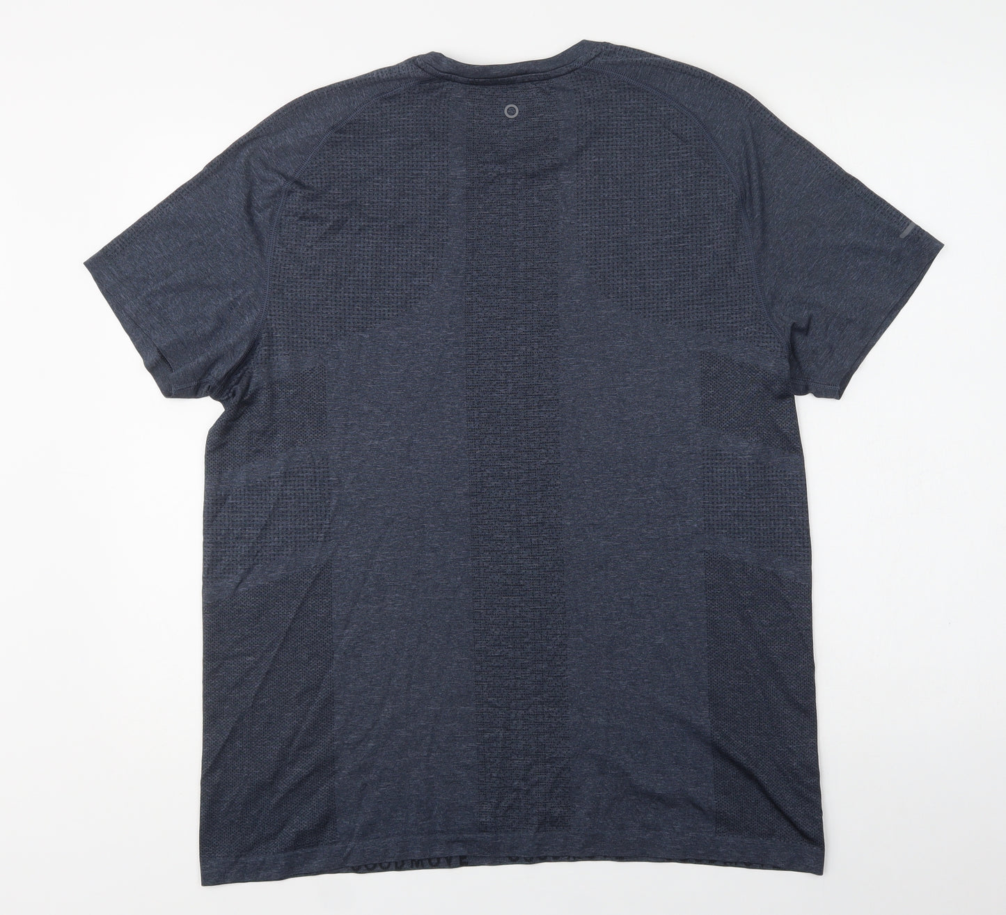 Good Move Mens Blue Geometric Polyester Basic T-Shirt Size XL Crew Neck