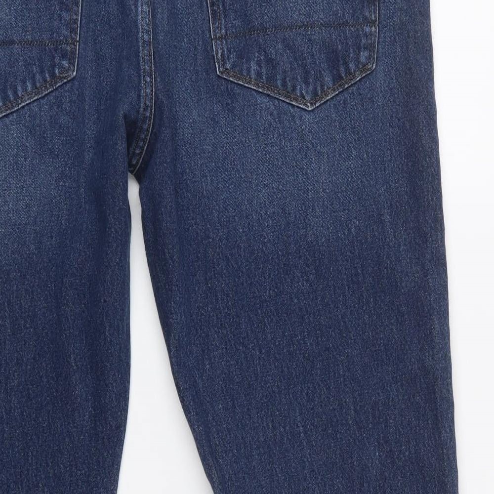 M&S Mens Blue  Cotton Tapered Jeans Size 38 L29 in Regular Button