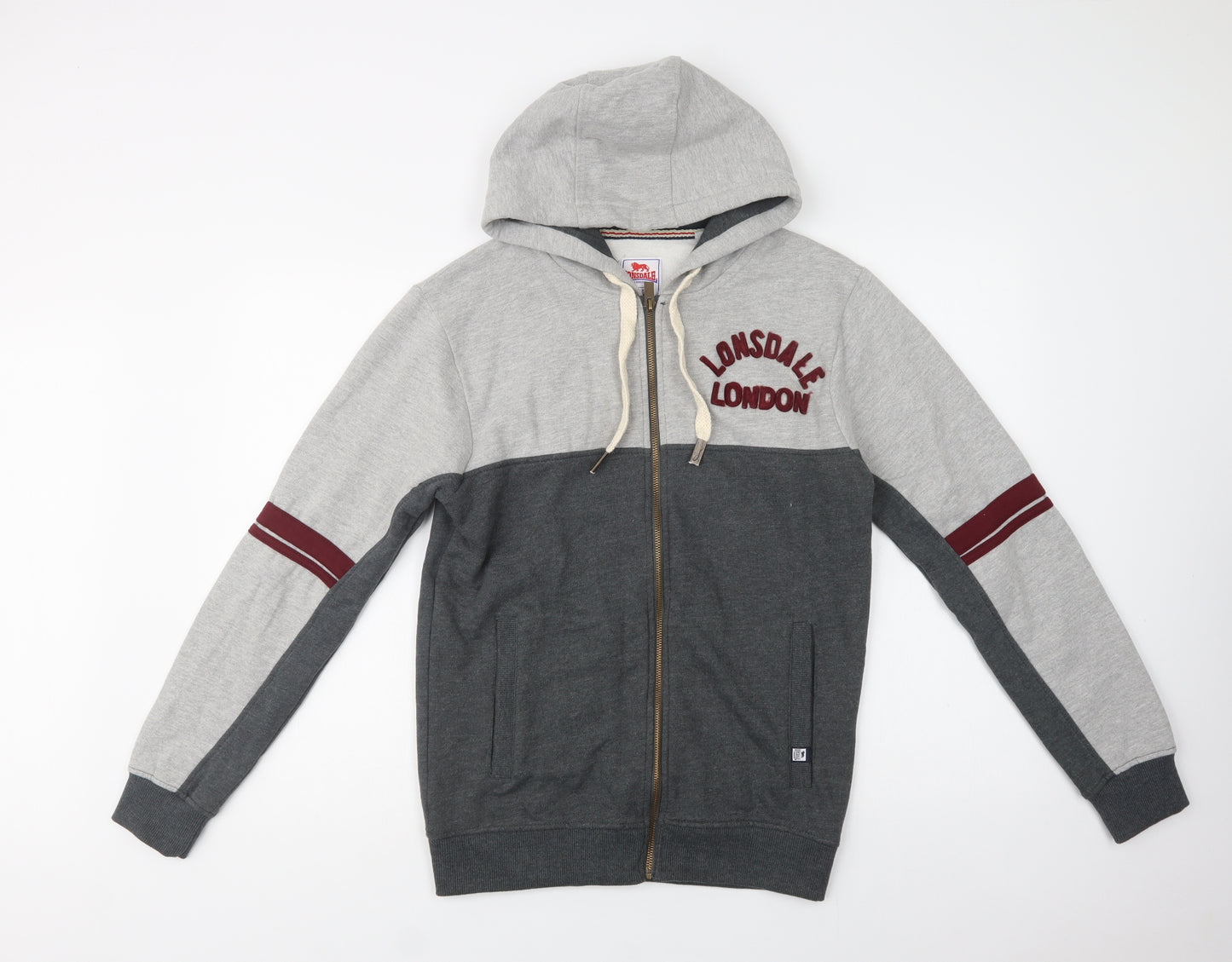 Lonsdale Mens Grey  Cotton Full Zip Hoodie Size S