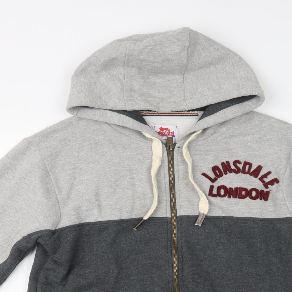 Lonsdale Mens Grey  Cotton Full Zip Hoodie Size S