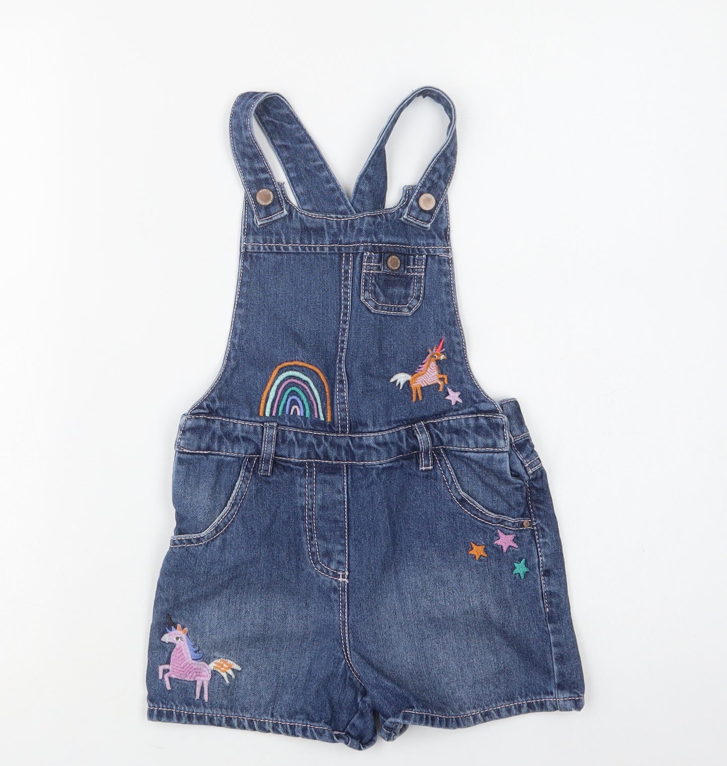 NEXT Girls Blue  Cotton Playsuit One-Piece Size 4-5 Years  Button