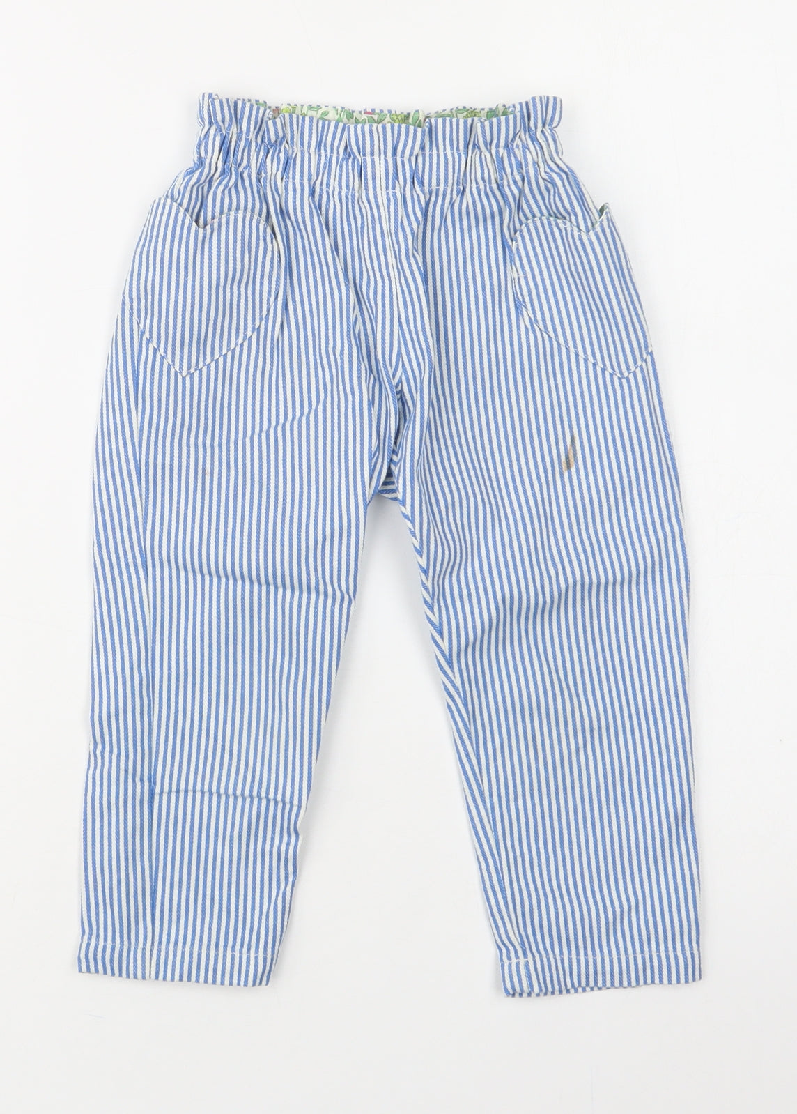 Mini Boden Girls Blue Striped Cotton Jogger Trousers Size 4 Years  Regular