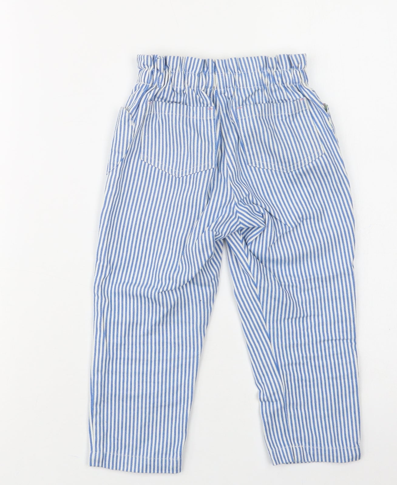 Mini Boden Girls Blue Striped Cotton Jogger Trousers Size 4 Years  Regular
