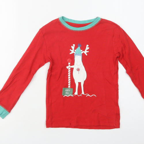 Leigh Tucker Girls Red  Cotton Top Pyjama Top Size 5-6 Years   - North Pole